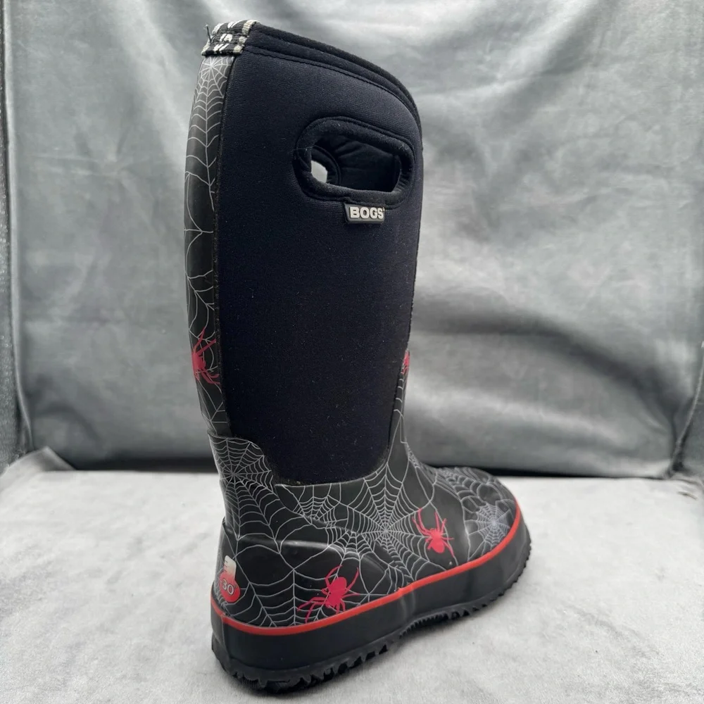 Bogs Classic High Spiders II Kids Boots Size 2 Black Spider‎ Web Rain